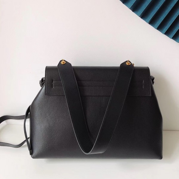 Valentino Small Vring Handbag In Black Buffalo Leather High