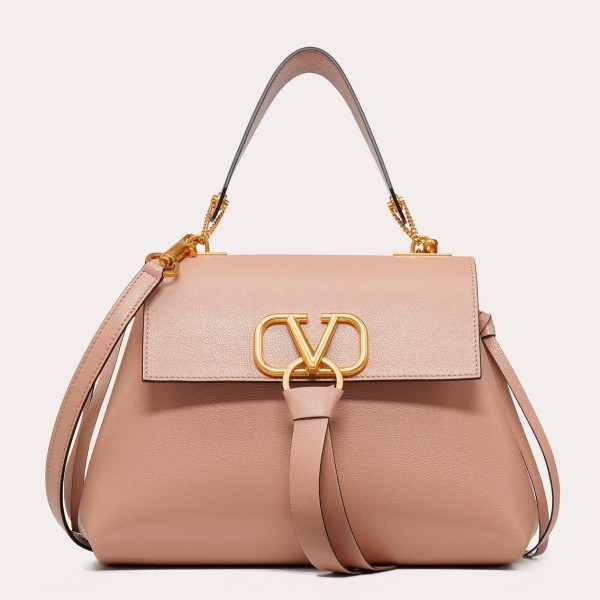 Valentino Small Vring Handbag In Pink Buffalo Leather High