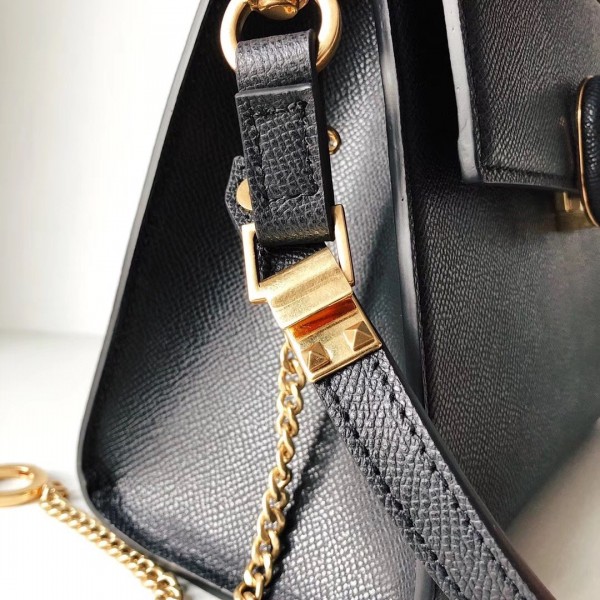 Valentino Small Vsling Handbag In Black Grainy Calfskin High