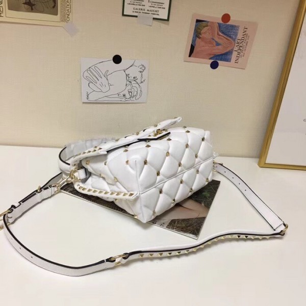 Valentino Garavani Quilted Candystud Bag White VLTN High