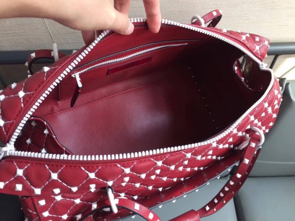 Valentino Garavani Free Spike Duffle Bag Red High