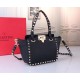 Valentino Mini Tote In Black Grain Calfskin High