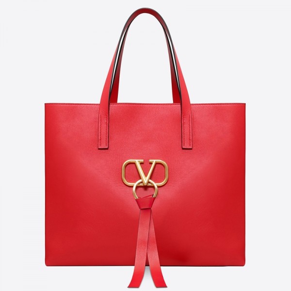 Valentino Garavani Red Large Vring Shopping Tote High