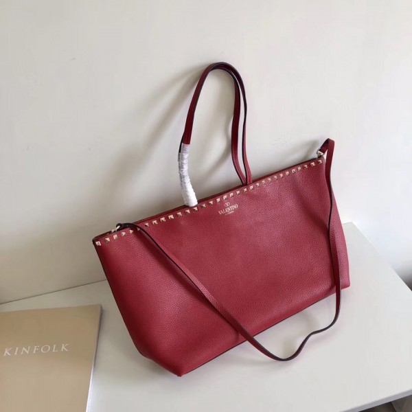 Valentino Large Shopping Bag In Red Leather High