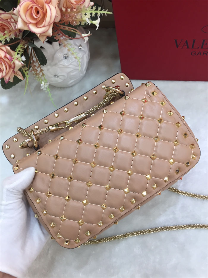 Valentino Spike Small Bag Lambskin Nude High