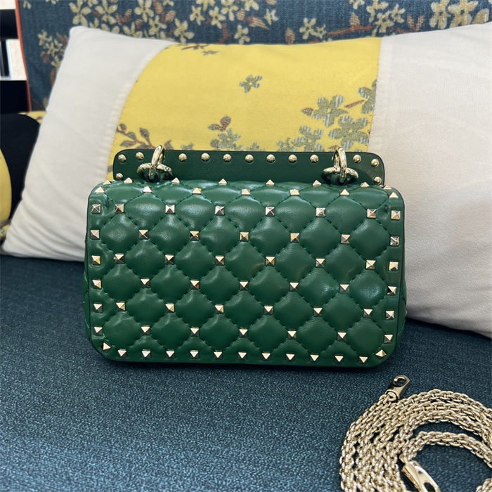 Valentino Spike Small Bag Lambskin Green High