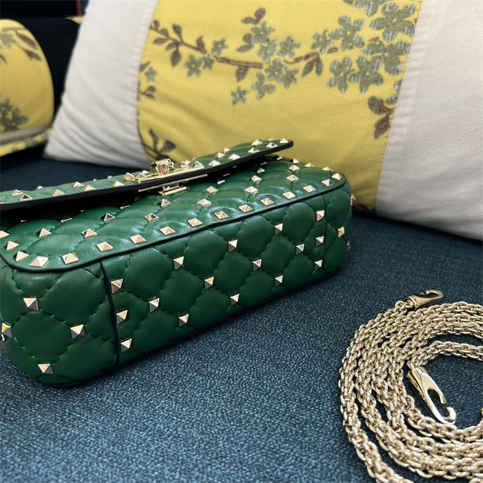 Valentino Spike Small Bag Lambskin Green High