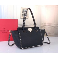 Valentino Small Tote In Black Grain Calfskin High