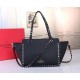 Valentino Small Tote In Black Grain Calfskin High