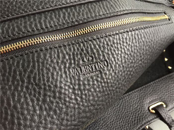 Valentino Medium Tote In Black Grain Calfskin High