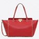 Valentino Medium Tote In Red Grain Calfskin High