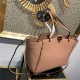 Valentino Medium Tote In Poudre Grain Calfskin High