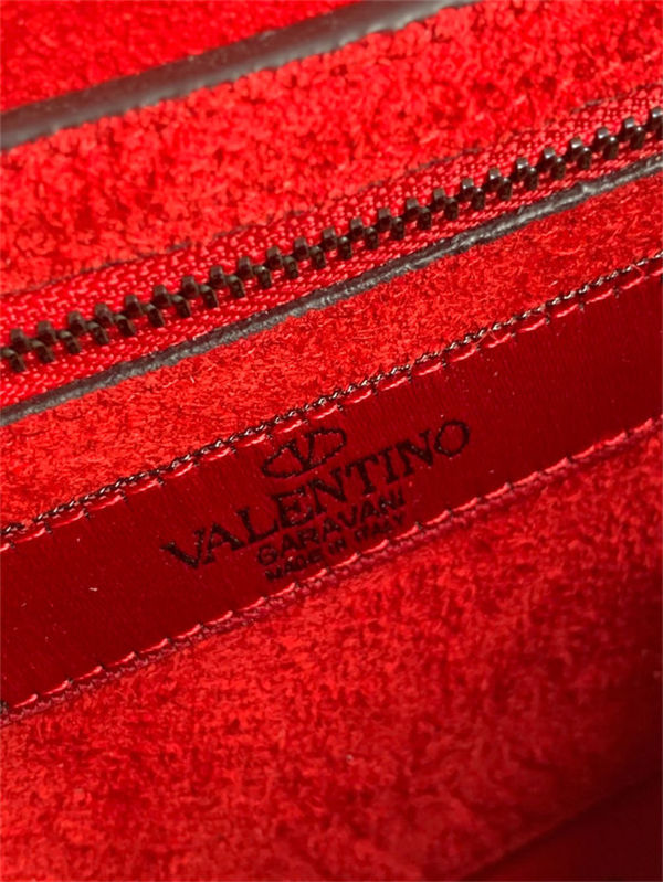 Valentino Spike Medium Bag Crinkled Lambskin Red High