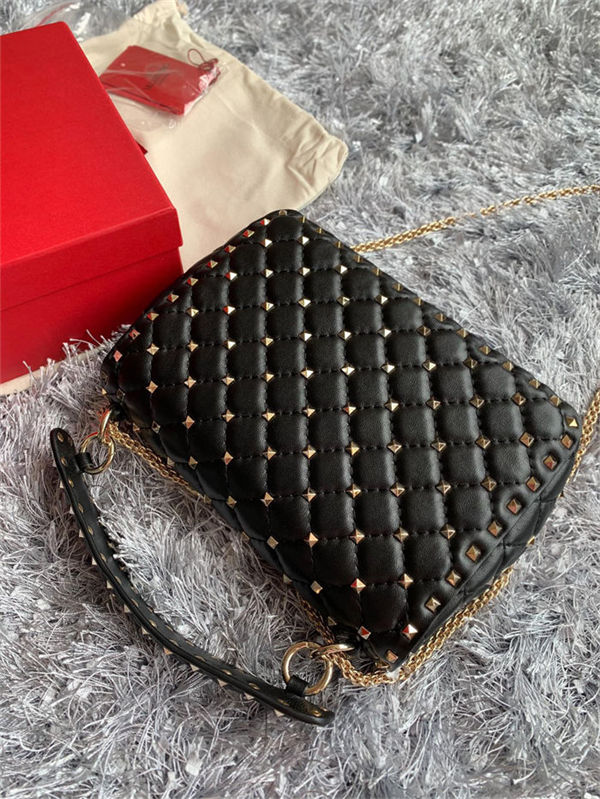 Valentino Spike Medium Bag Lambskin Black High