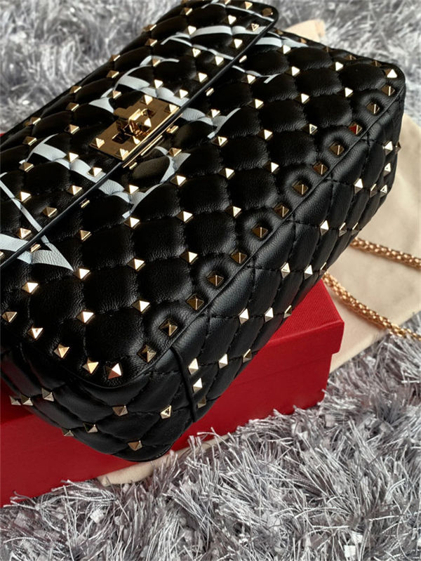 Valentino Spike Medium Bag Lambskin Black High