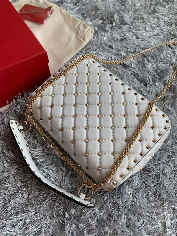 Valentino Spike Medium Bag Lambskin White High