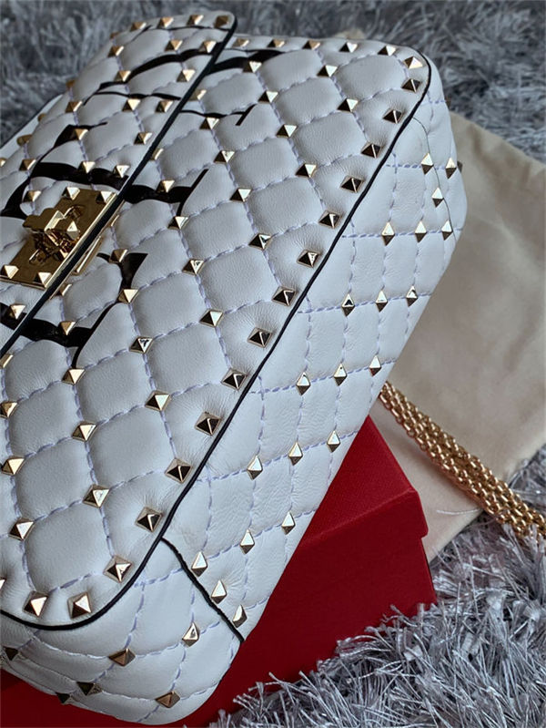 Valentino Spike Medium Bag Lambskin White High