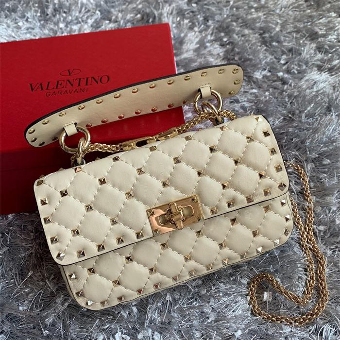 Valentino Spike Small Bag Lambskin LIGHT IVORY High