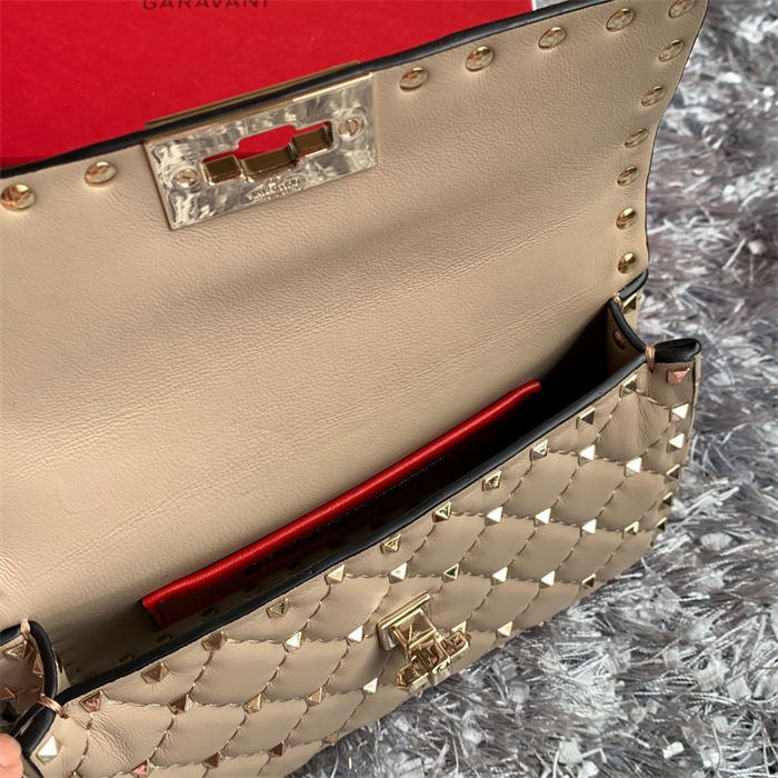 Valentino Spike Small Bag Lambskin Beige High