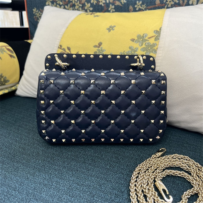 Valentino Spike Small Bag Lambskin Navy High