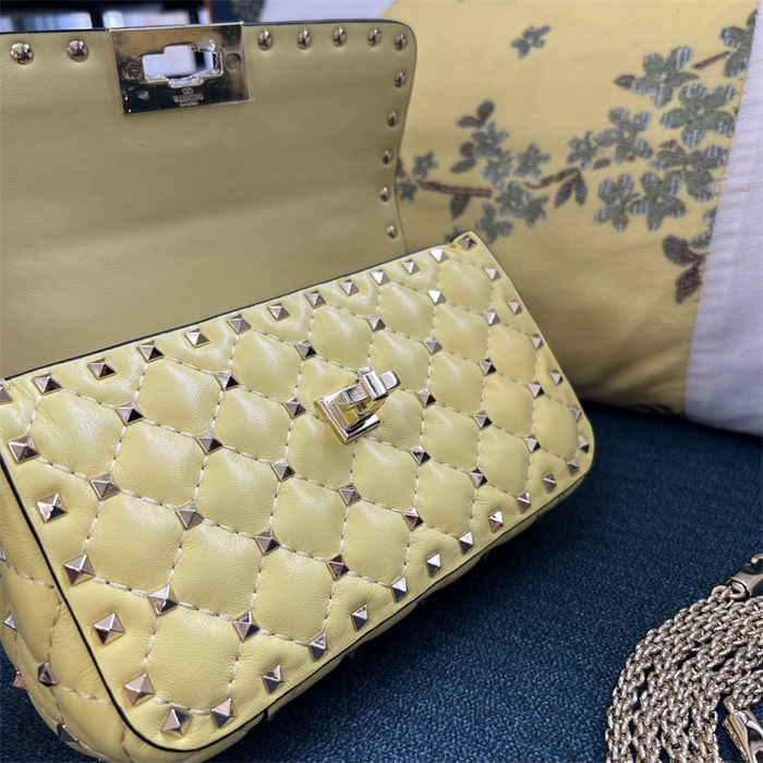 Valentino Spike Small Bag Lambskin Yellow High