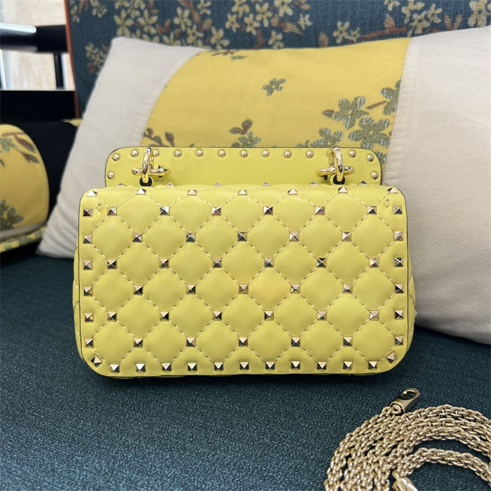 Valentino Spike Small Bag Lambskin Yellow High