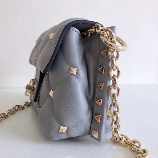 Valentino Mini Candystud Crossbody Bag In Pale Blue Lambskin High