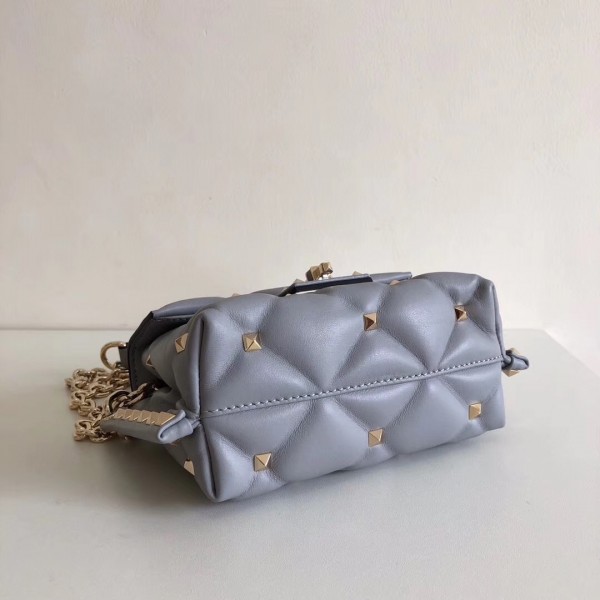 Valentino Mini Candystud Crossbody Bag In Pale Blue Lambskin High