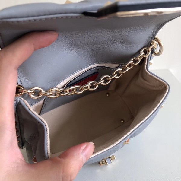 Valentino Mini Candystud Crossbody Bag In Pale Blue Lambskin High