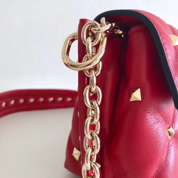 Valentino Mini Candystud Crossbody Bag In Red Lambskin High