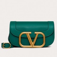 Valentino Supervee Crossbody Bag In Green Leather High