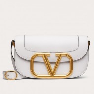 Valentino Supervee Crossbody Bag In White Leather High