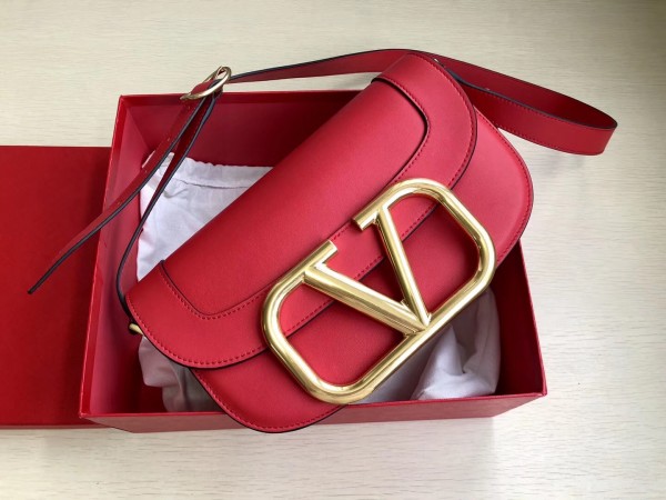 Valentino Supervee Crossbody Bag In Red Leather High