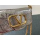 Valentino Garavani MINILOCO Crossbody Bag Calfskin Leather Silver High