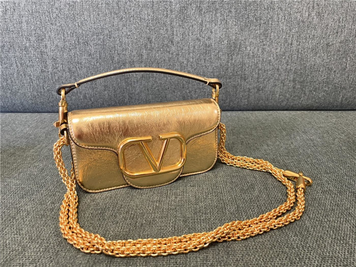 Valentino Garavani MINILOCO Crossbody Bag Calfskin Leather Gold High