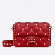 Valentino Small Candystud Crossbody Bag In Red Lambskin High