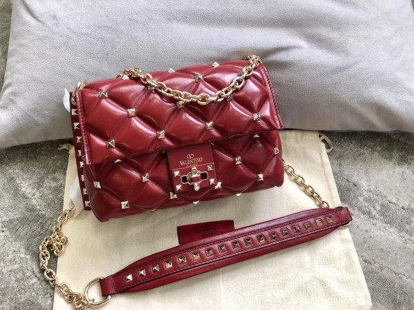 Valentino Small Candystud Crossbody Bag In Red Lambskin High