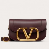 Valentino Supervee Crossbody Bag In Burgundy Leather High