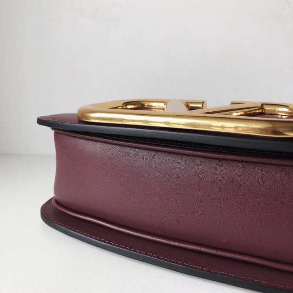 Valentino Supervee Crossbody Bag In Burgundy Leather High