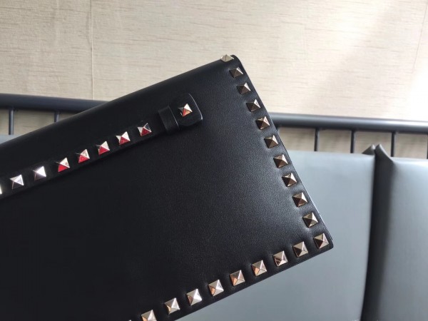 Valentino Medium Clutch In Black Calfskin High