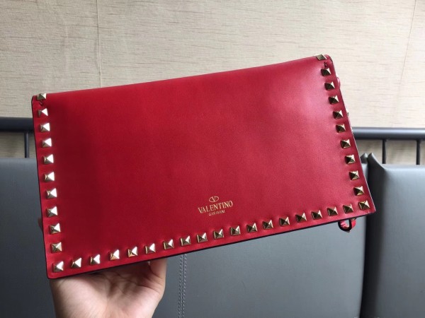 Valentino Medium Clutch In Red Calfskin High