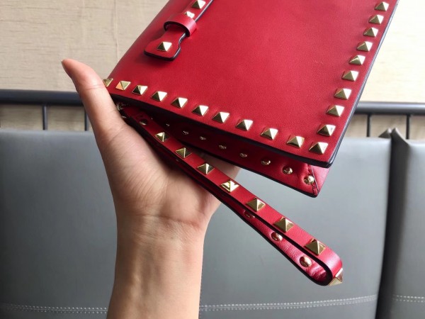 Valentino Medium Clutch In Red Calfskin High