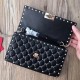 Valentino Spike Chain Clutch Lambskin  In Black High