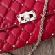 Valentino Spike Chain Clutch Lambskin  In Red High