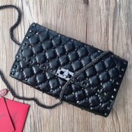 Valentino Spike Chain Clutch Lambskin  In Crinkled High