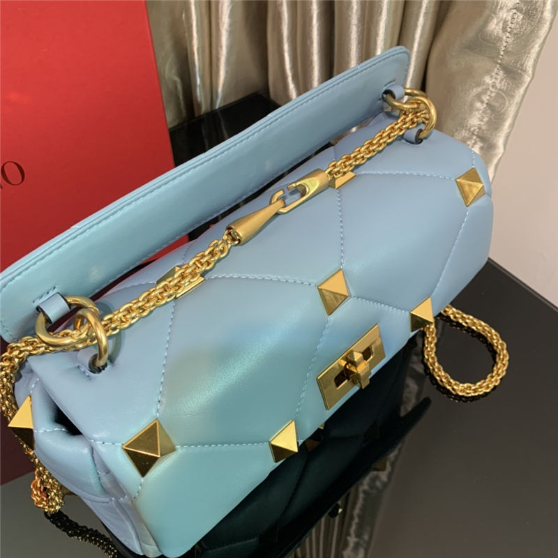 Valentino GARAVANI ROMAN STUD NAPPA CHAIN BAG Light Blue High