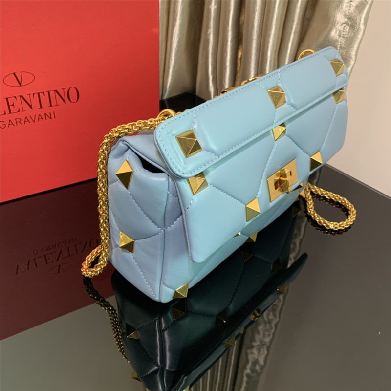 Valentino GARAVANI ROMAN STUD NAPPA CHAIN BAG Light Blue High