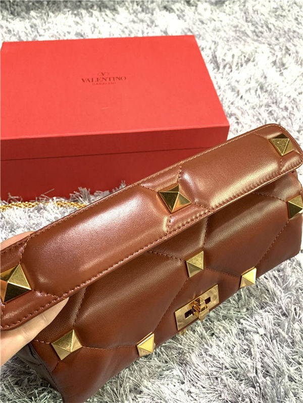 Valentino GARAVANI ROMAN STUD NAPPA CHAIN BAG Tan High