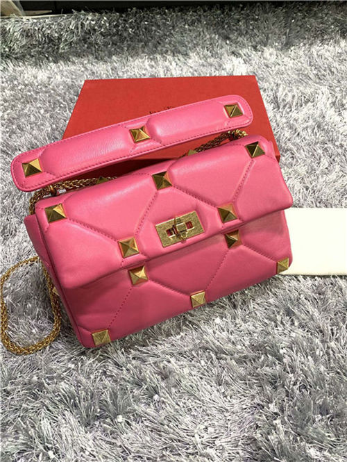 Valentino GARAVANI ROMAN STUD NAPPA CHAIN BAG Fuchsia High