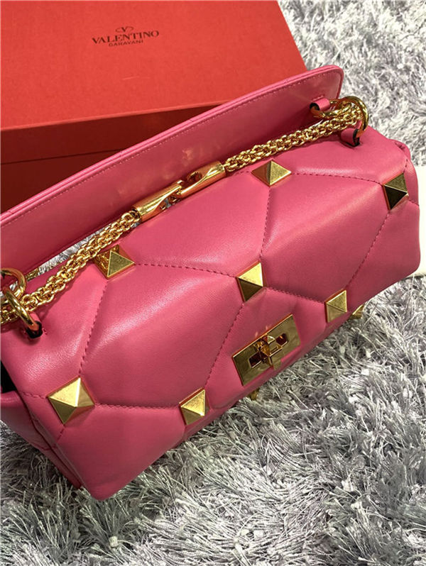 Valentino GARAVANI ROMAN STUD NAPPA CHAIN BAG Fuchsia High